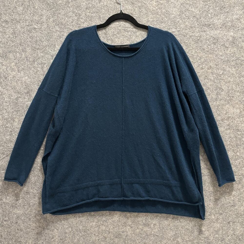 State Cashmere Sweater Womens One Size Blue 100% Cashmere Oversized Pullover